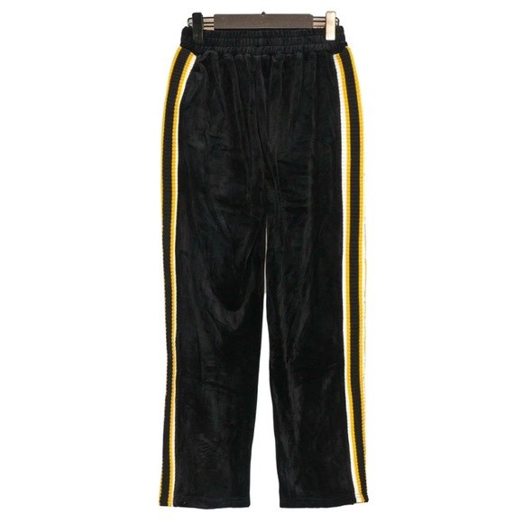 EUC Men’s Medium Palm Angles Chenille Straps Velvet Sweatpants In Black/Yellow - Picture 7 of 15